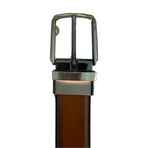 Men's Reversible Leather Belt Black/Brown-silver buckle-44 Excellent condition‎